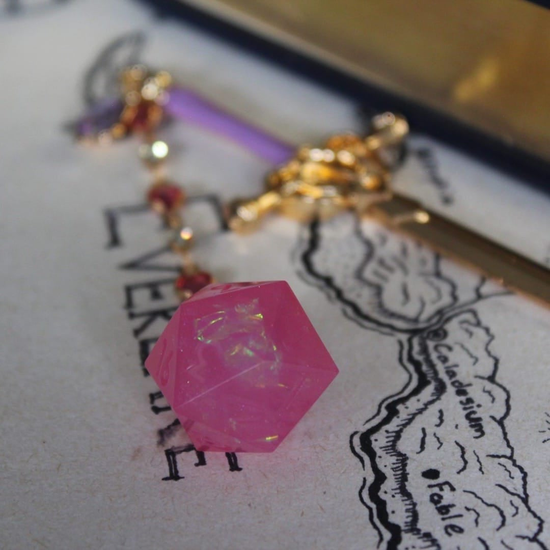 Pink Lily Garden with Sparkles Hair Sword with Dice