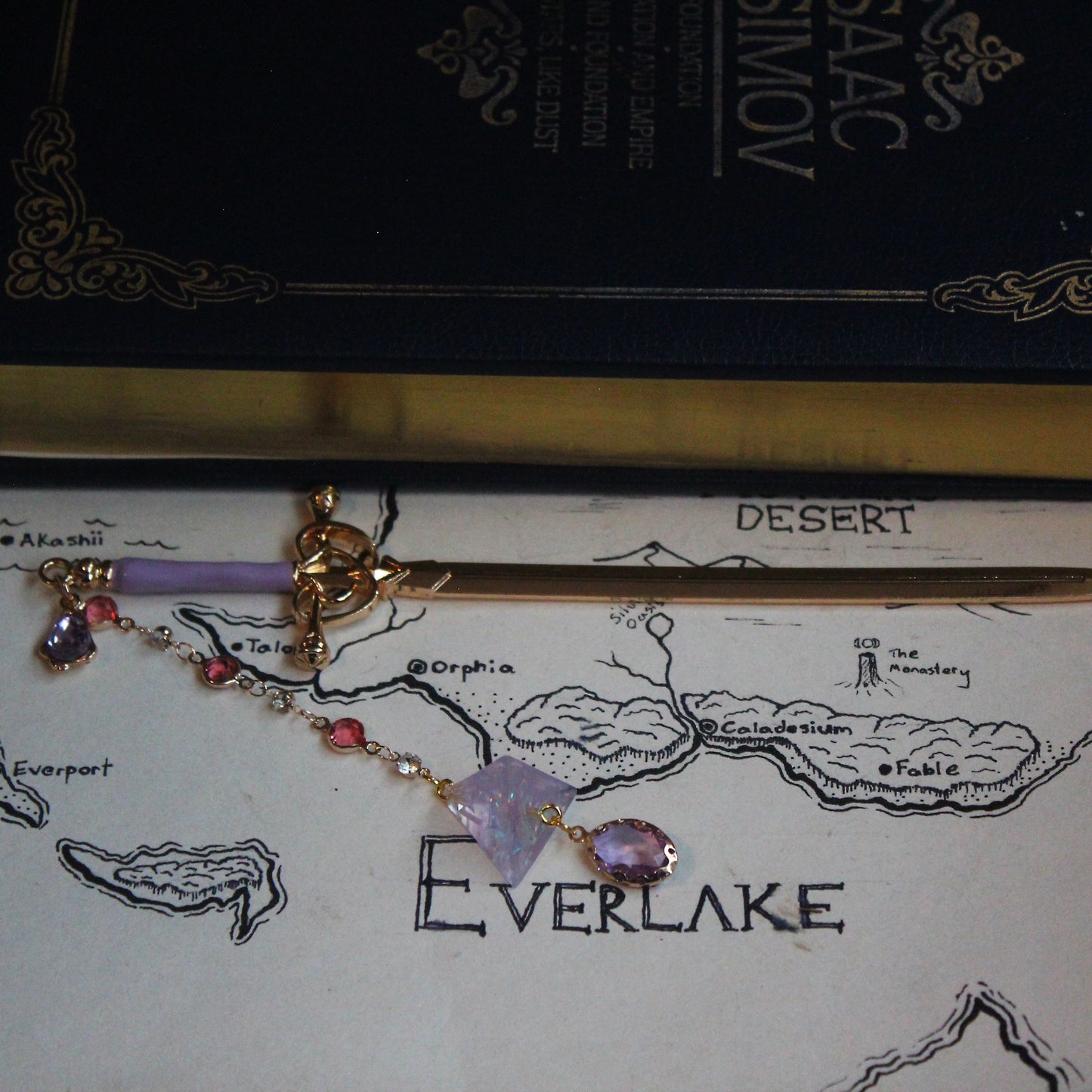 Rainbow Purple Dreams Hair Sword with Dice