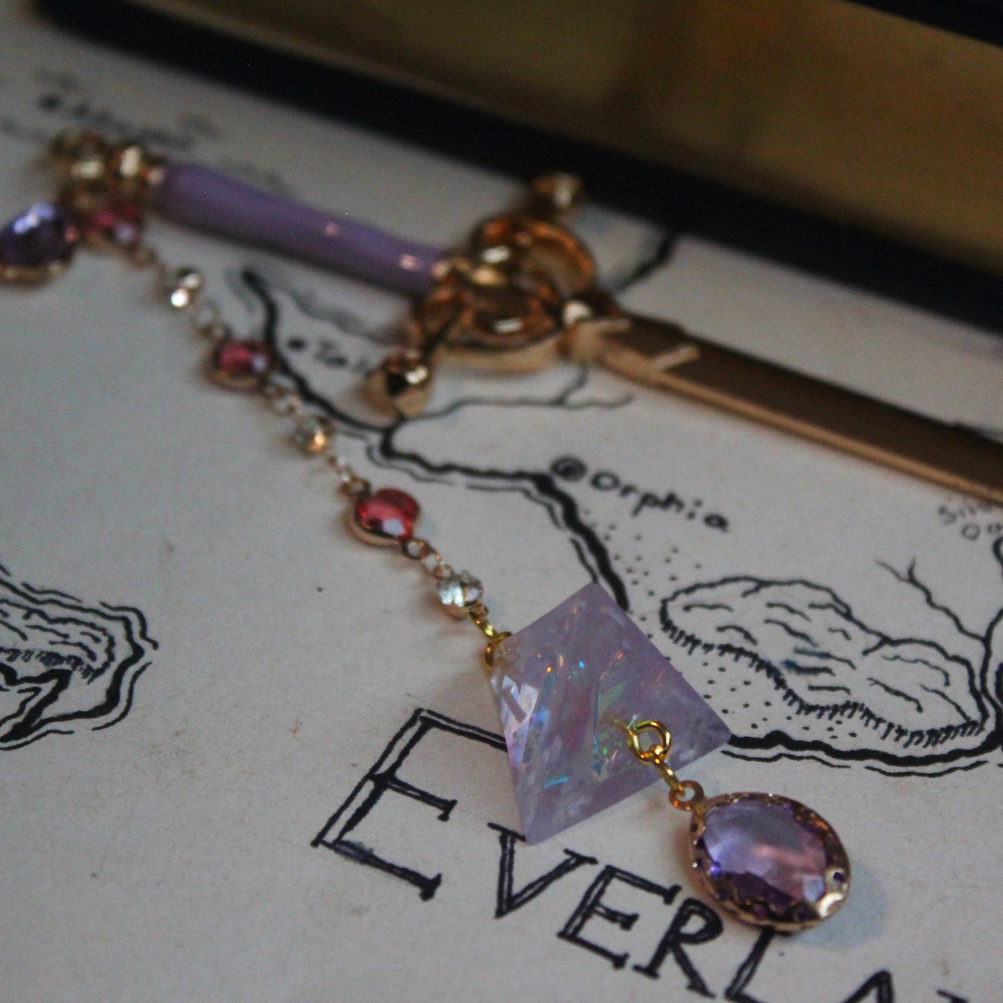Rainbow Purple Dreams Hair Sword with Dice