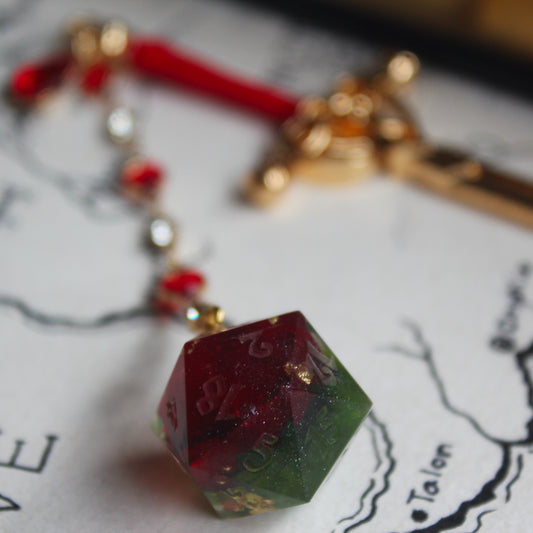 Red Rose & Moss Hair Sword with Dice