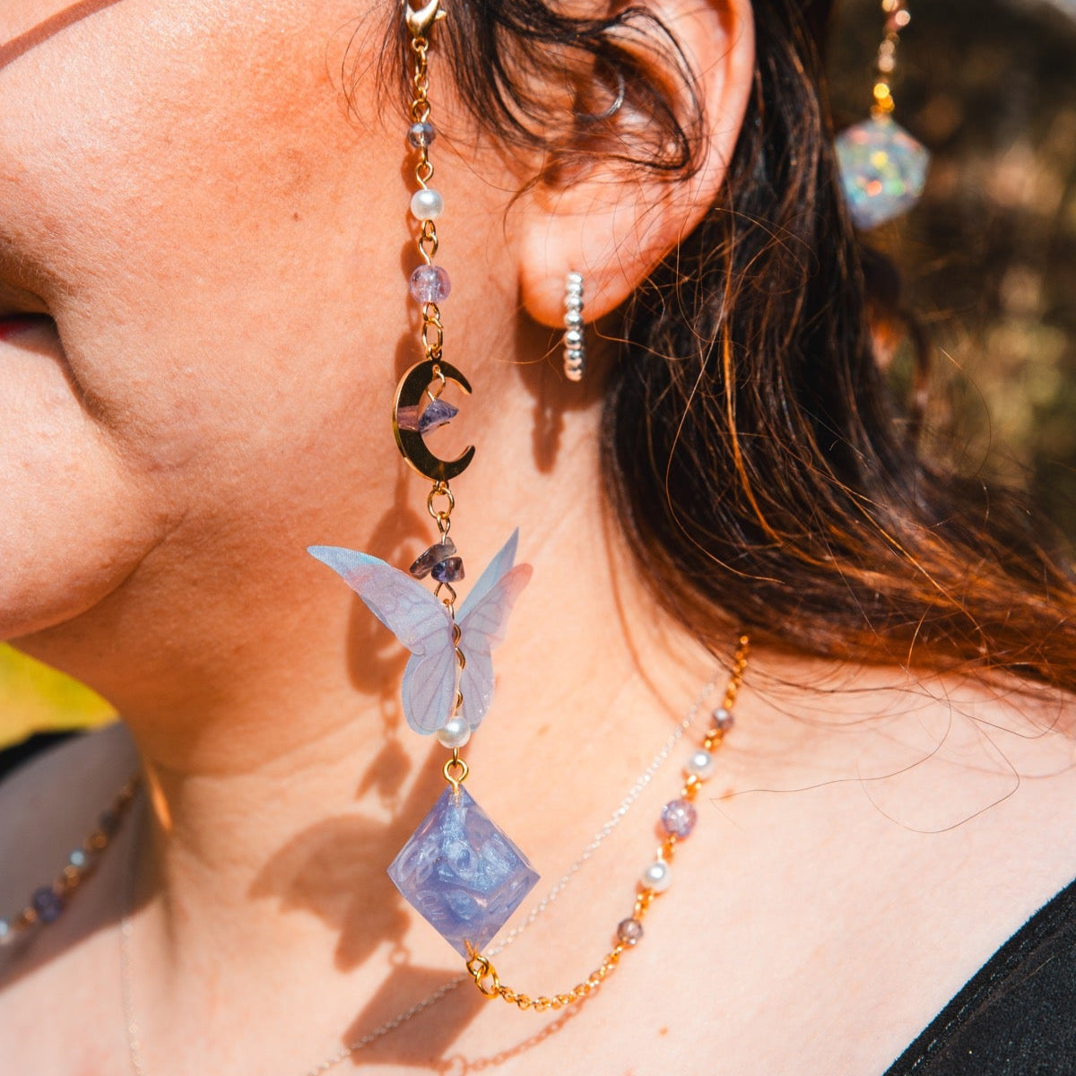 Fairy Butterfly Glasses Chain with Dice