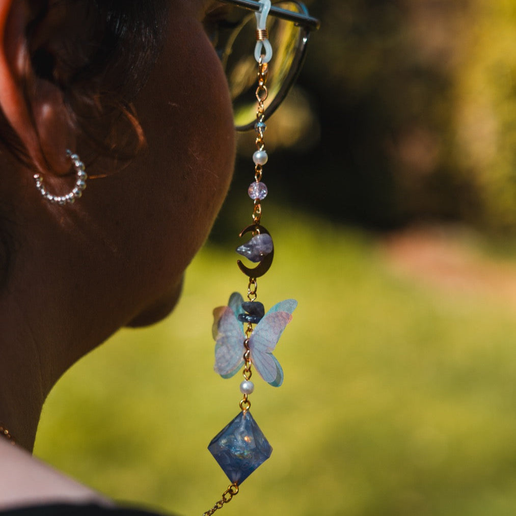 Fairy Butterfly Glasses Chain with Dice