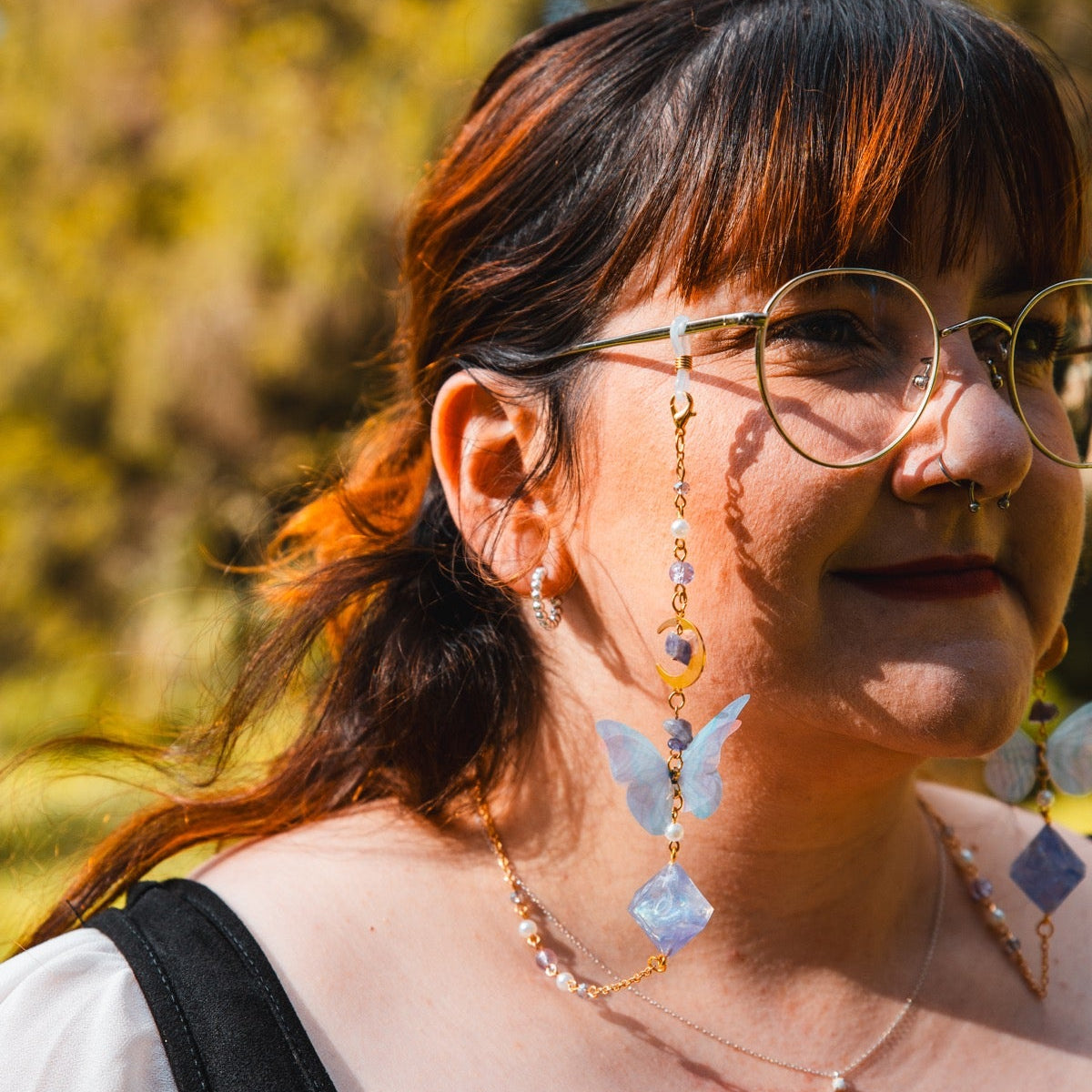 Fairy Butterfly Glasses Chain with Dice