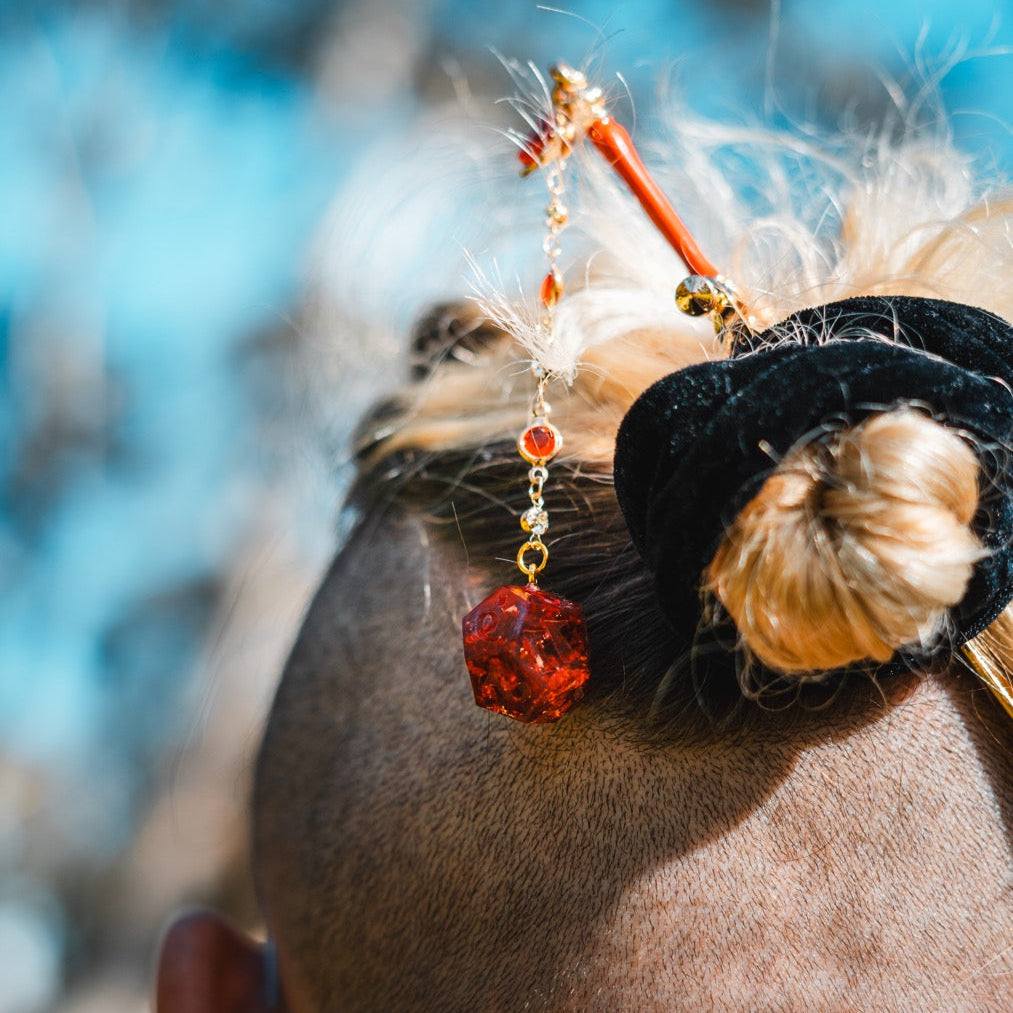 Red as Rubies Hair Sword with Dice