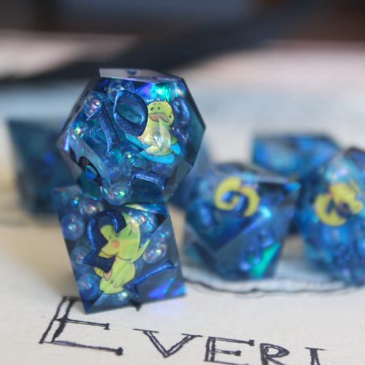 Happy Little Ducks in the Pond 7-Piece Dice Set