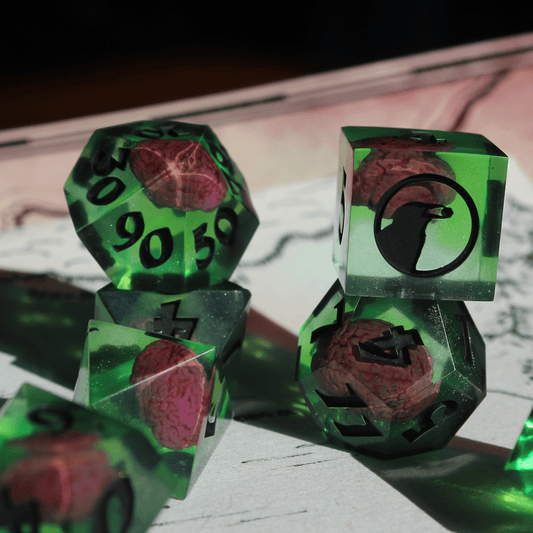 Mad Scientist's Brains in a Jar 7-Piece Dice Set