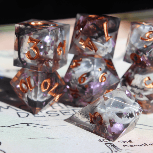 Haunted Cat Skull 7-Piece Dice Set