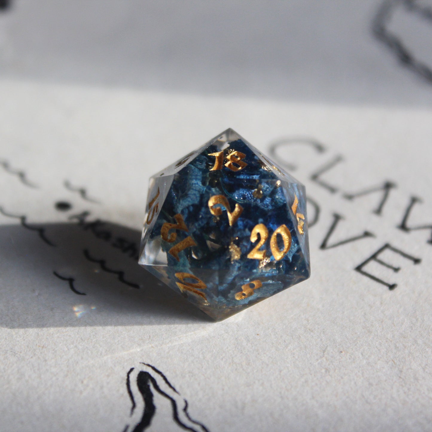 Enchanted Blue Hydrangea Flower 7-Piece Dice Set
