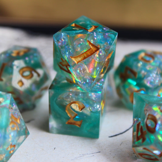 Teal Bubbles Dice Set