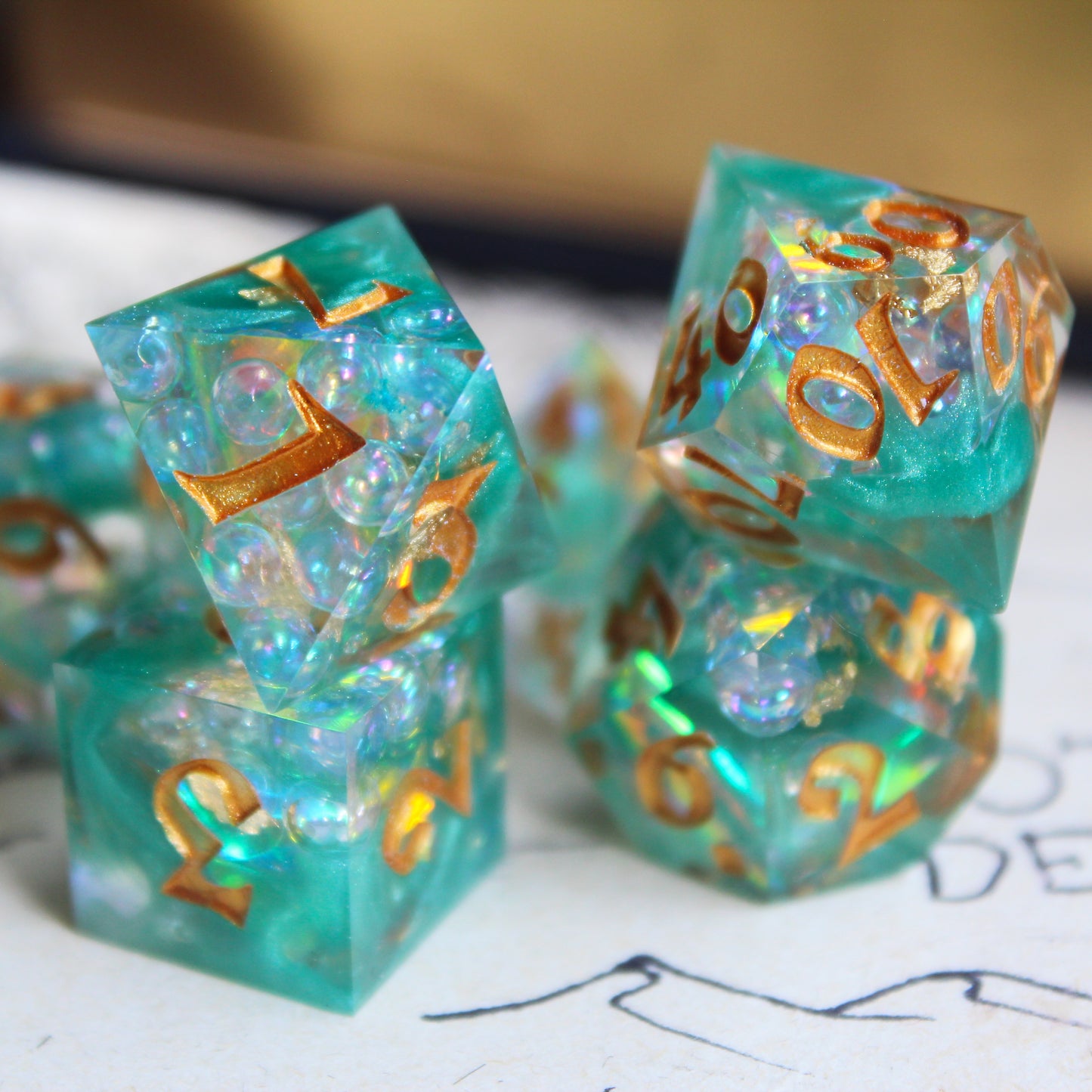 Teal Bubbles Dice Set