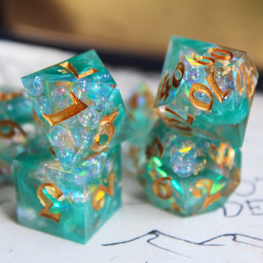 Teal Bubbles Dice Set