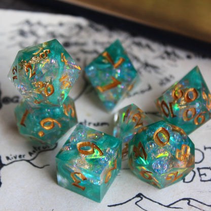 Teal Bubbles Dice Set