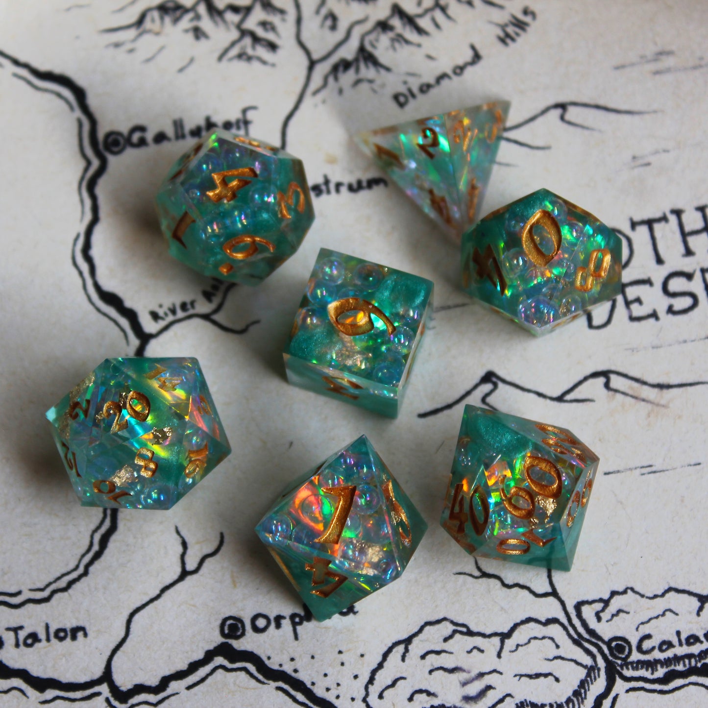 Teal Bubbles Dice Set