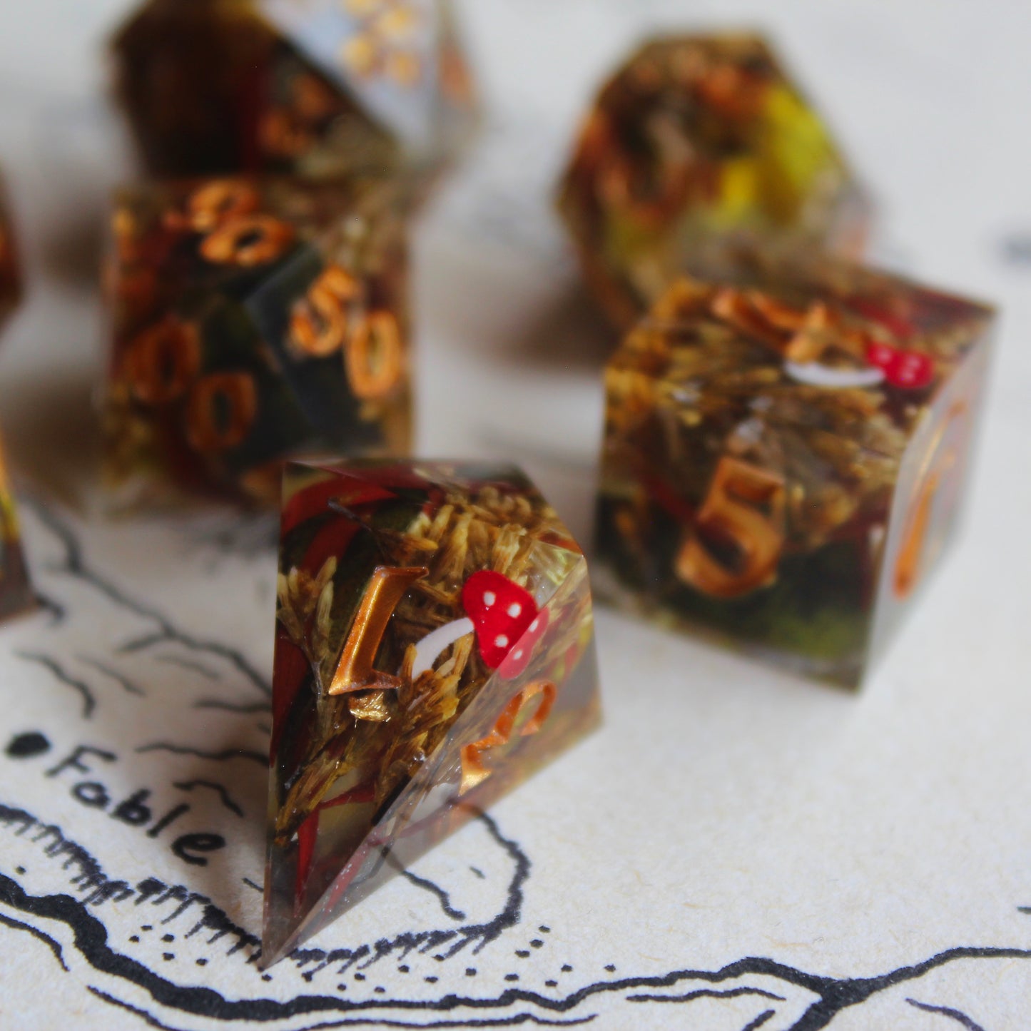 Mushroom Floral Dice Set