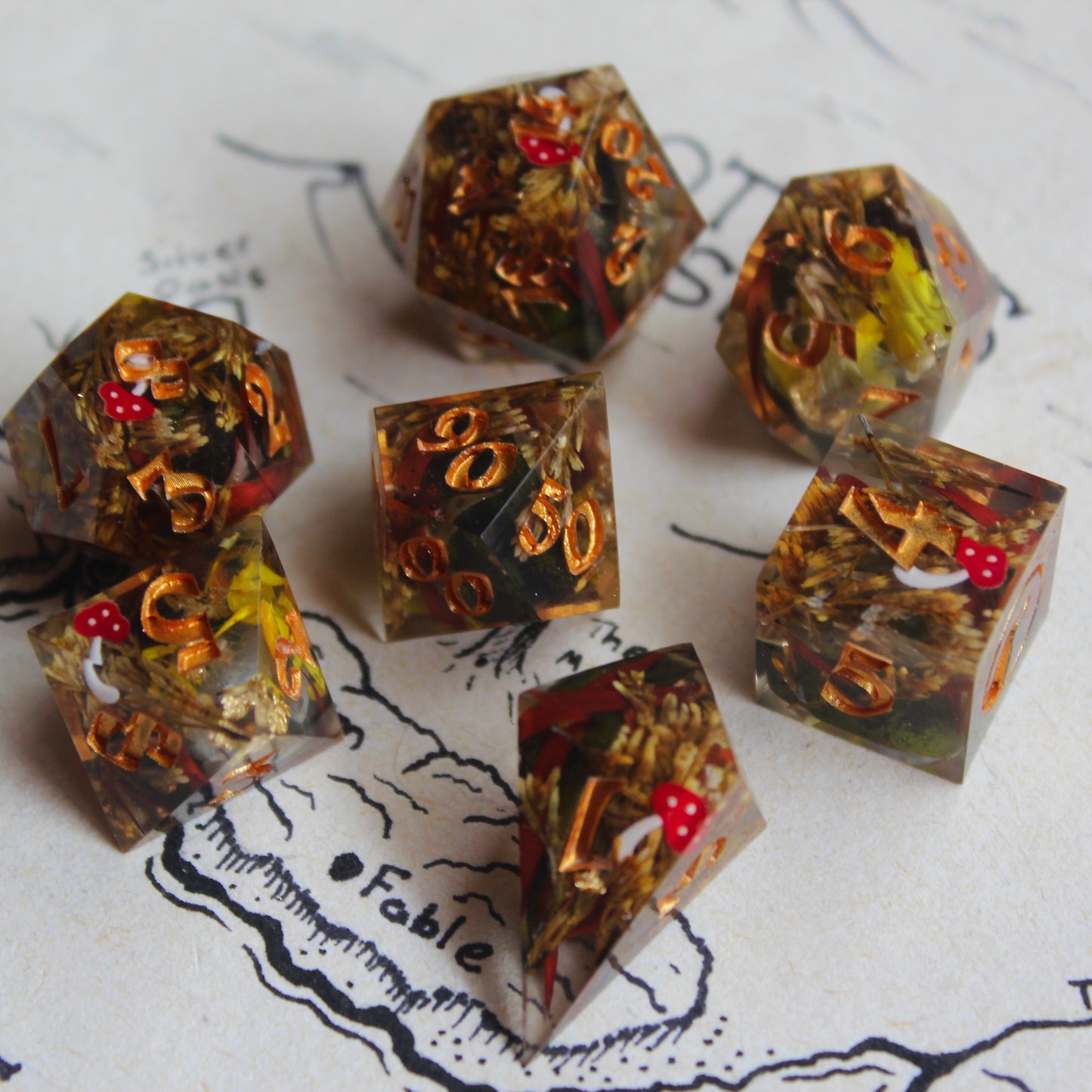 Mushroom Floral Dice Set