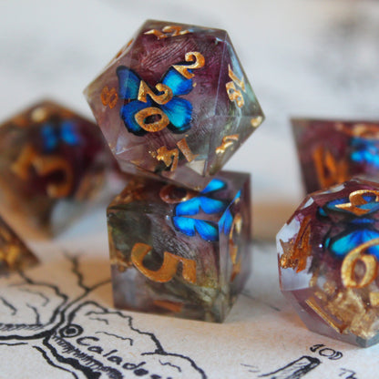 Morpho Butterfly 7-Piece Polyhedral Dice Set