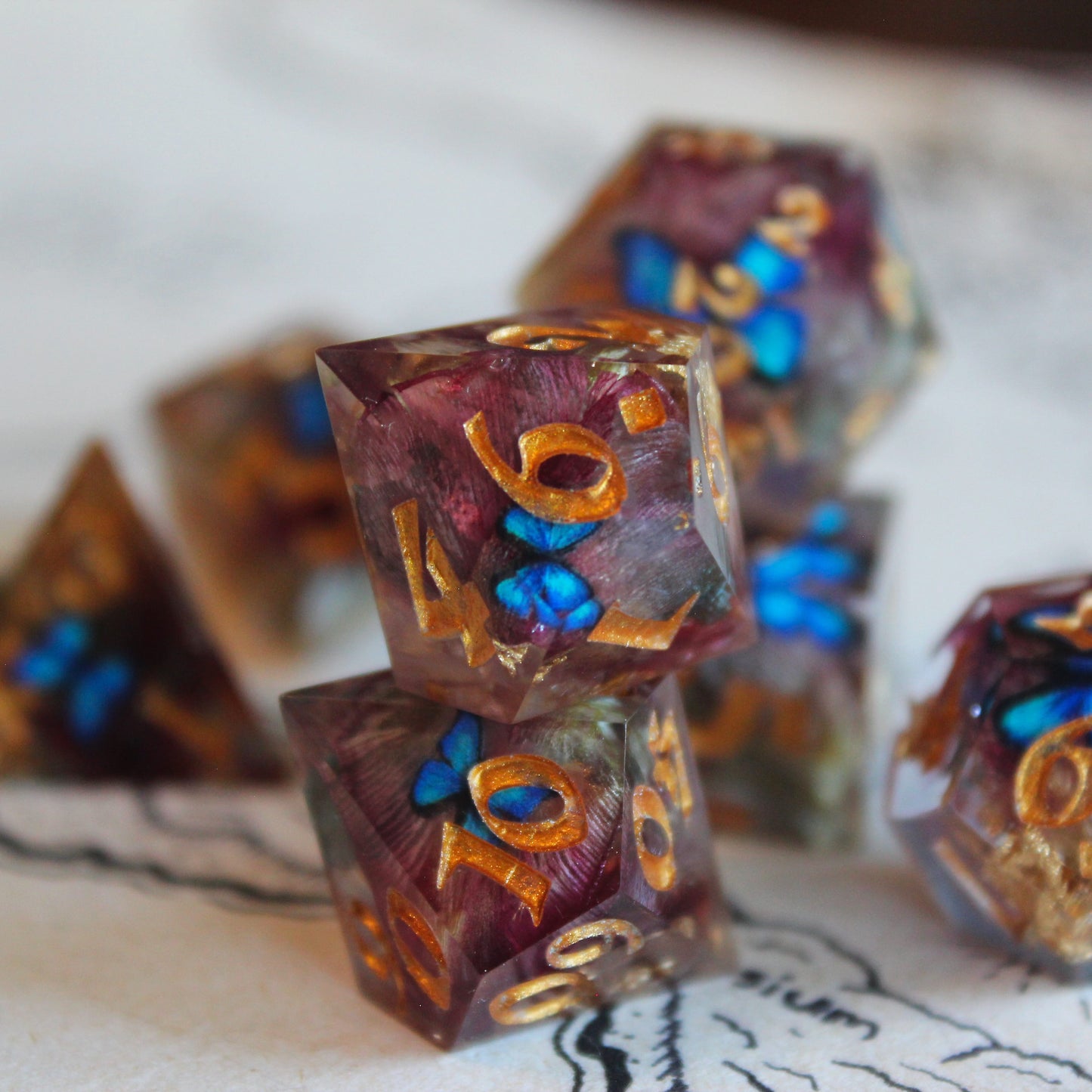 Morpho Butterfly 7-Piece Polyhedral Dice Set