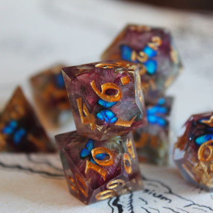 Morpho Butterfly 7-Piece Polyhedral Dice Set