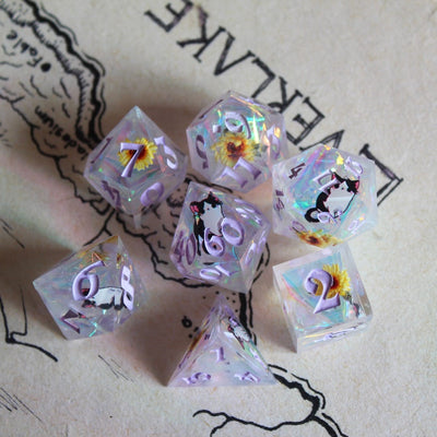 Kitty in the Sun 7-Piece Polyhedral Dice Set