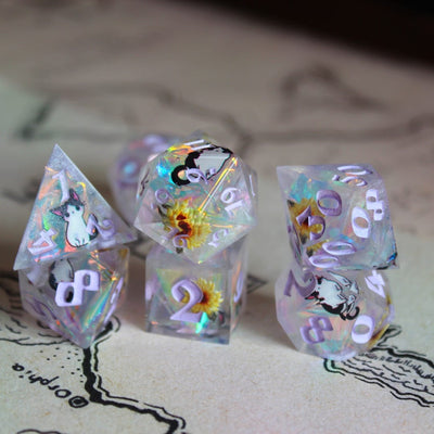 Kitty in the Sun 7-Piece Polyhedral Dice Set
