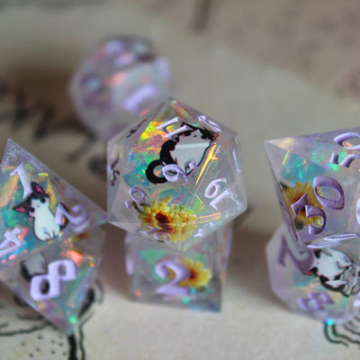 Kitty in the Sun 7-Piece Polyhedral Dice Set