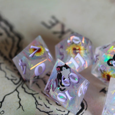 Kitty in the Sun 7-Piece Polyhedral Dice Set