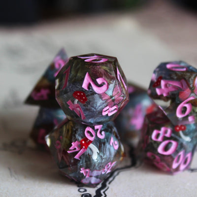 Butterflies & Mushrooms 7-Piece Polyhedral Dice Set