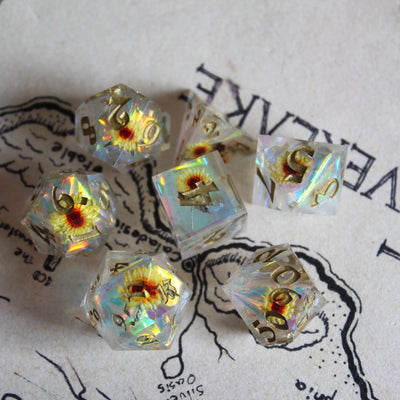 Sunflowers 7-Piece Polyhedral Dice Set