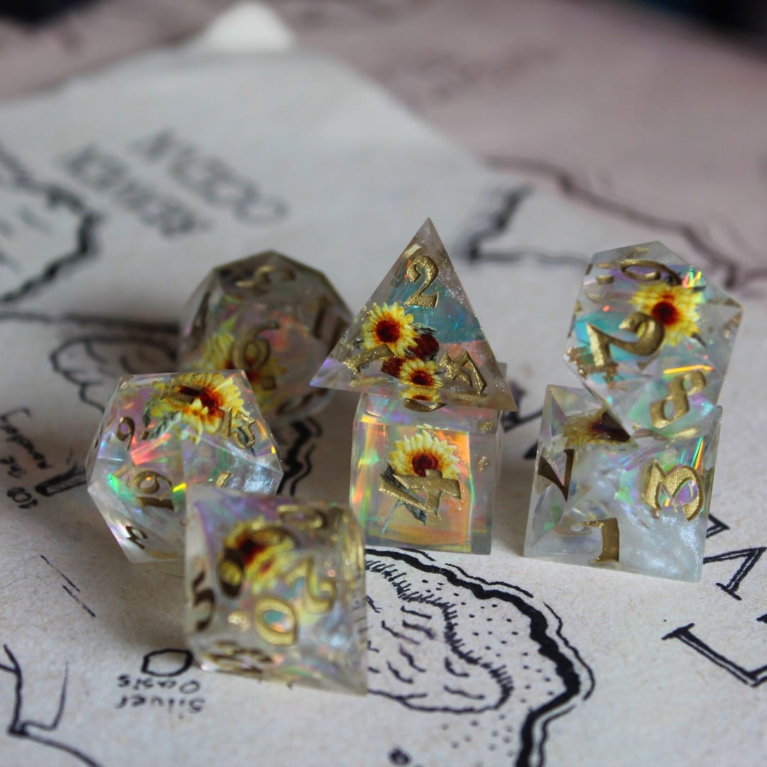 Sunflowers 7-Piece Polyhedral Dice Set