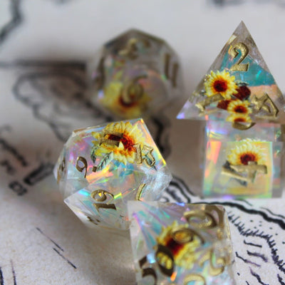 Sunflowers 7-Piece Polyhedral Dice Set