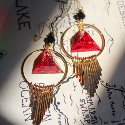 Bloodmoon Hoop Earrings with Dice