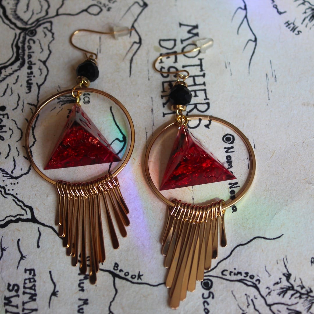 Bloodmoon Hoop Earrings with Dice