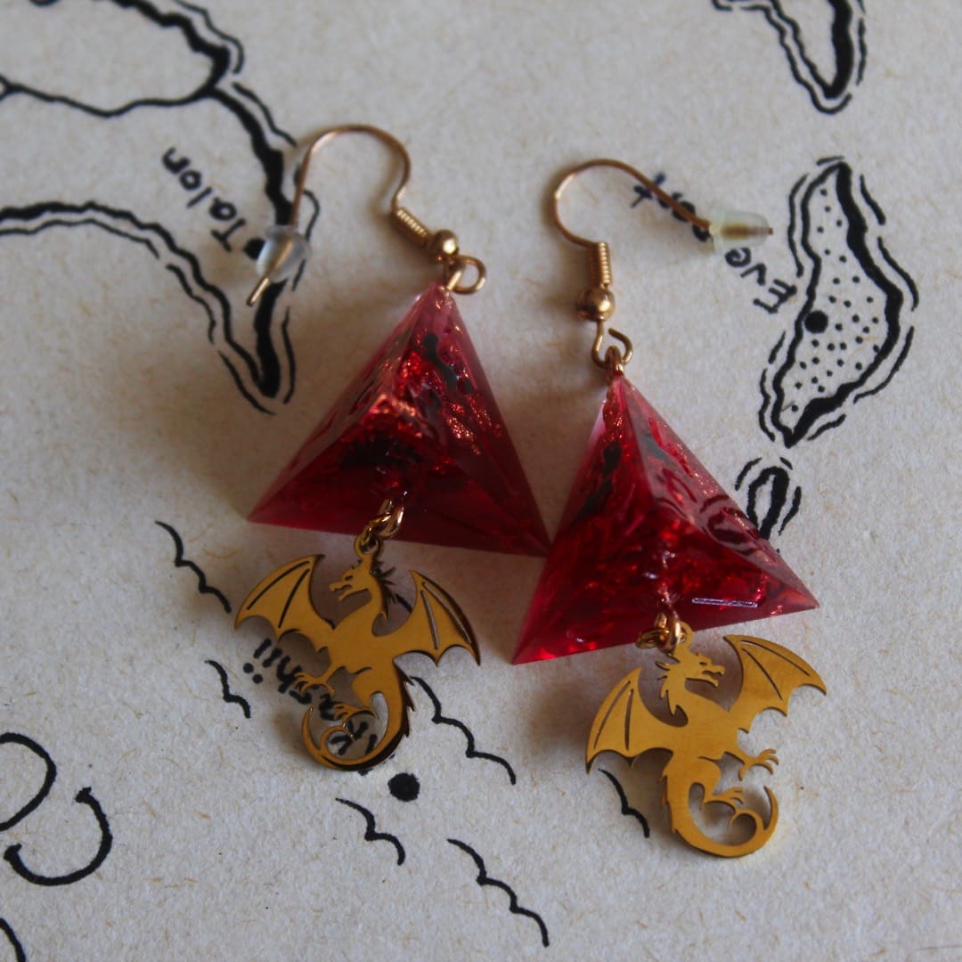 Wyvern's Earrings with Dice