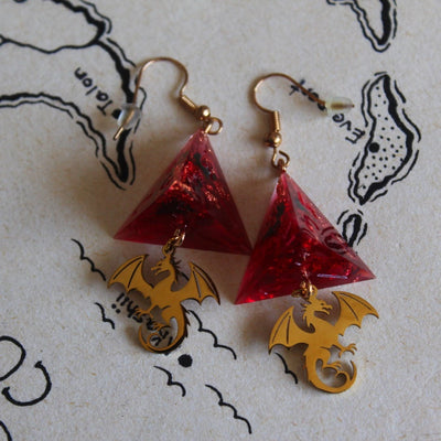 Wyvern's Earrings with Dice
