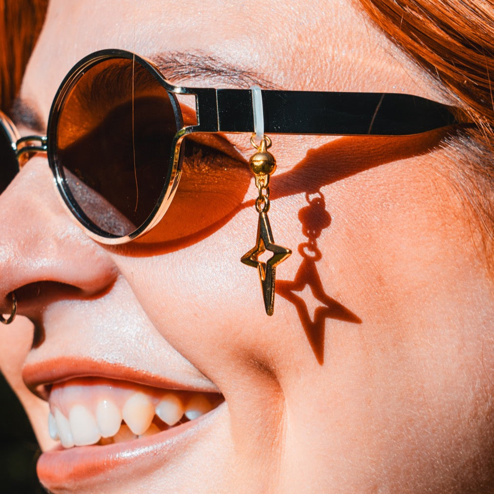 Hollow Gold Stars Glasses Charms