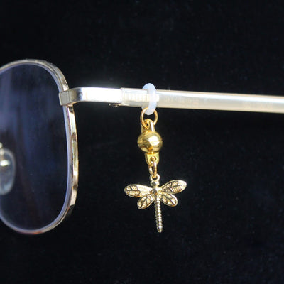 Gold Dragonfly Dangle Glasses Charm