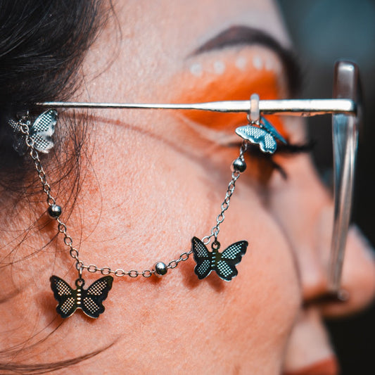 Silver Butterfly Chain Glasses Charms