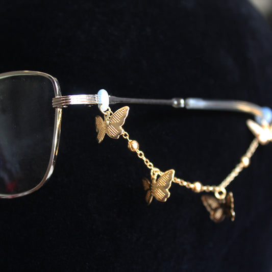 Gold Butterflies on a Chain Glasses Charms