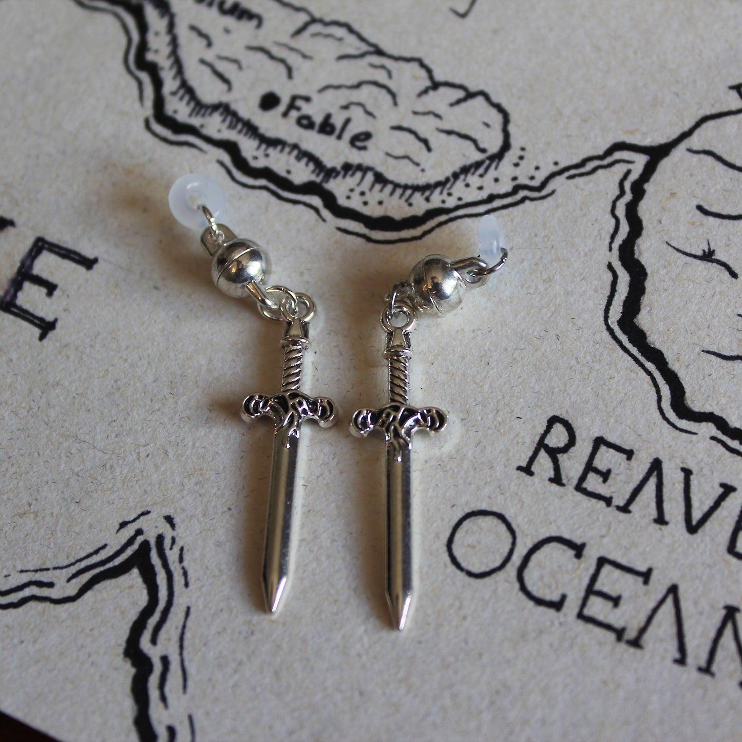 Silver Swords Glasses Charms
