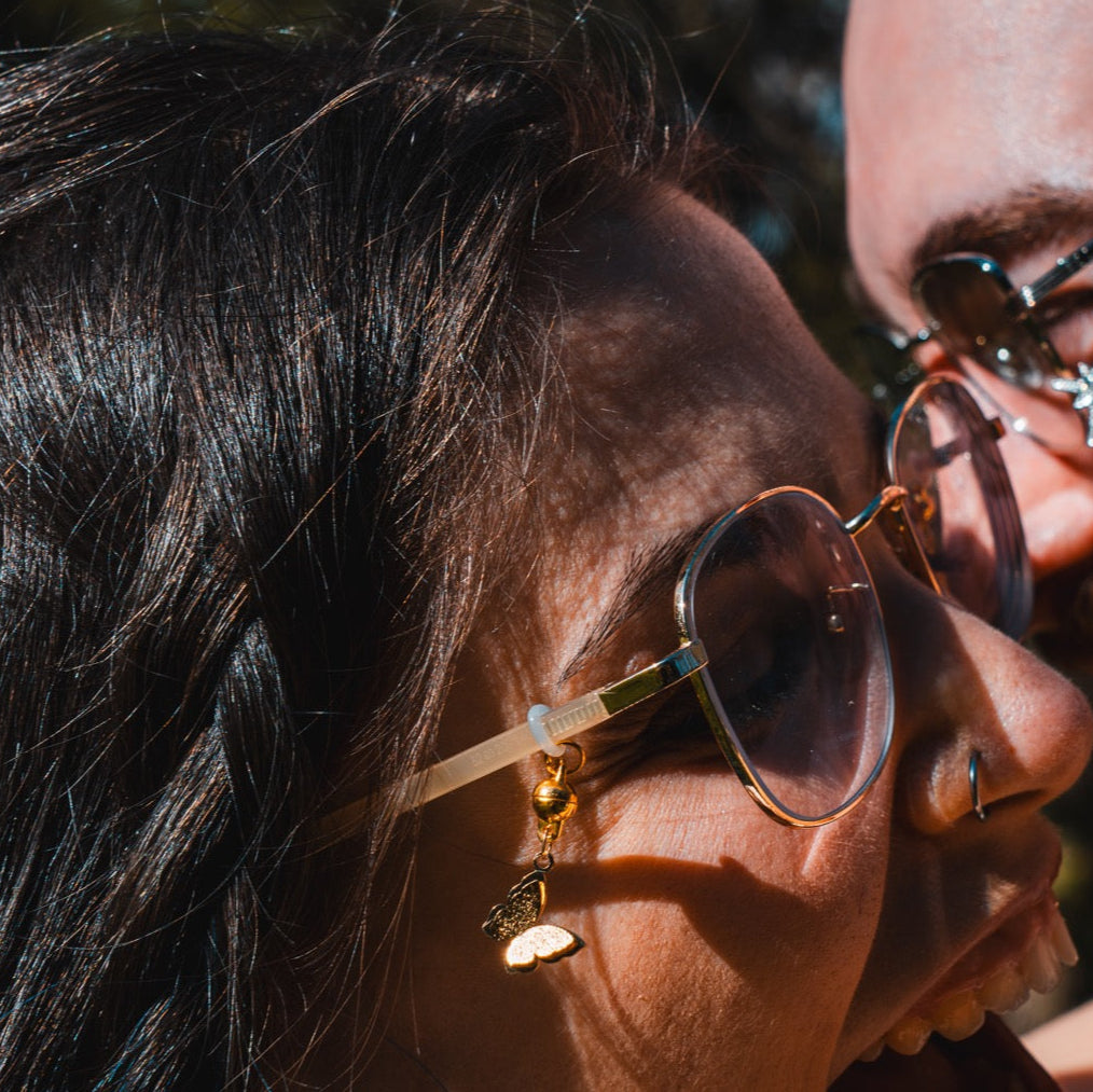 Gold Butterflies Glasses Charms