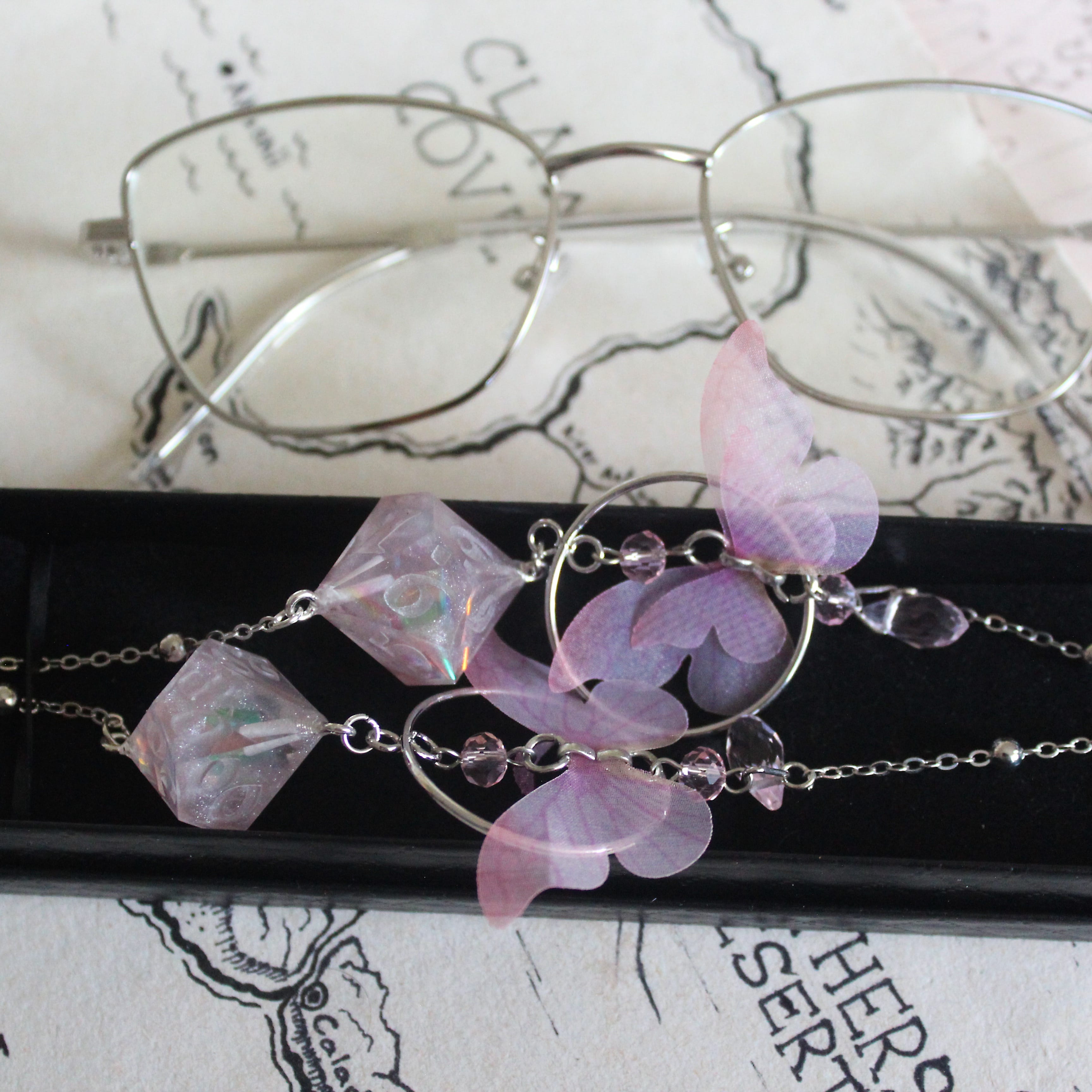 Fairy Floss Glasses Chain with Dice