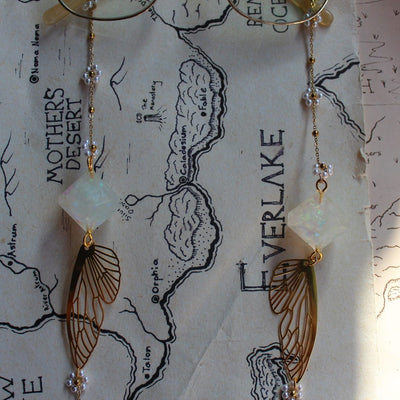 Golden Wings Glasses Chain with Dice