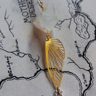 Golden Wings Glasses Chain with Dice
