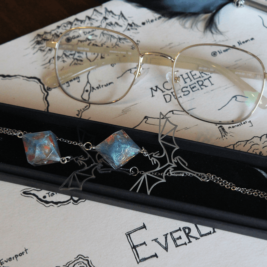 Moon Moths Glasses Chain with Dice