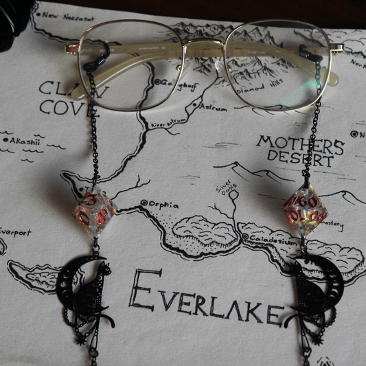 Cats of the Black Moon Glasses Chain with Dice
