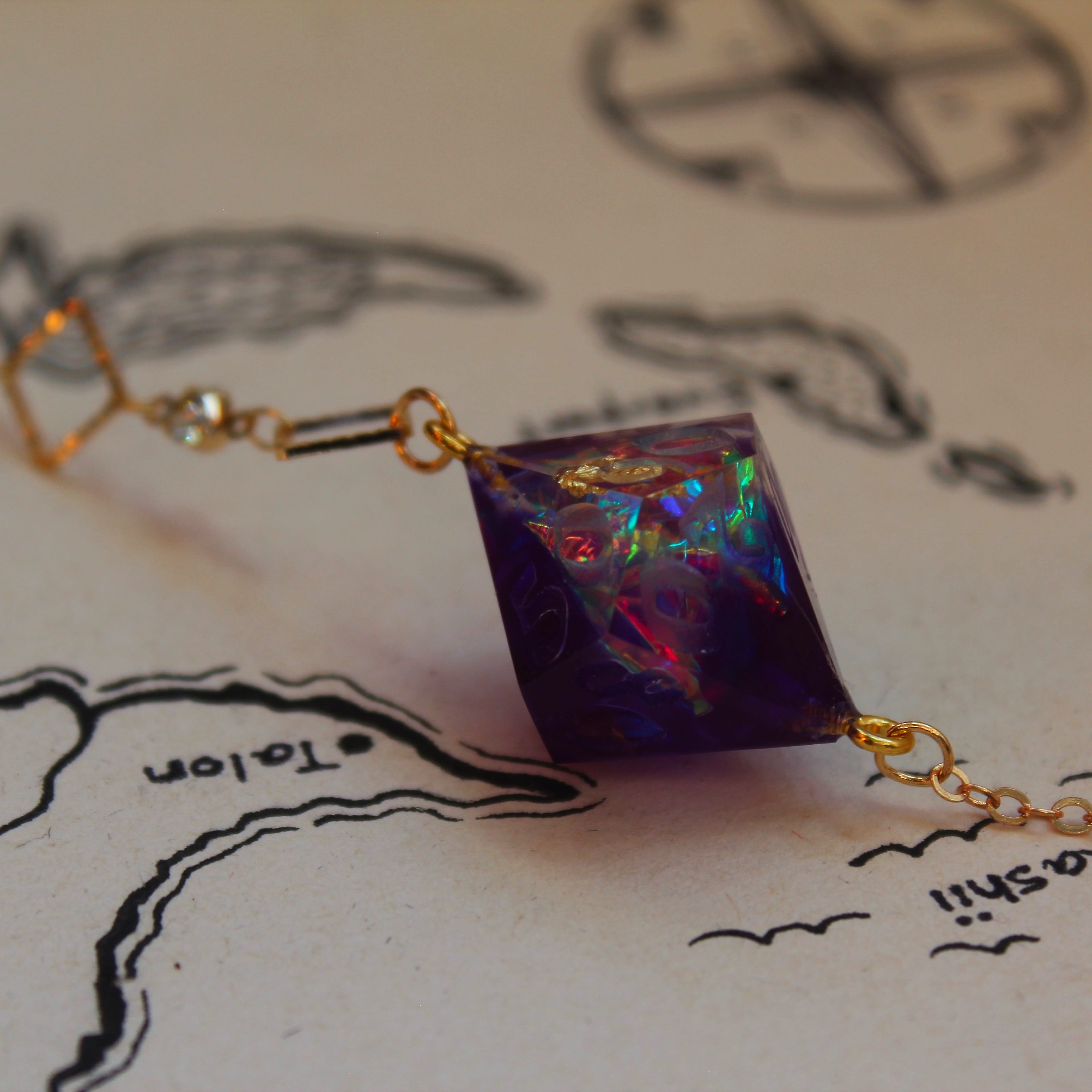 Funky Rainbow Purple Glasses Chain with Dice