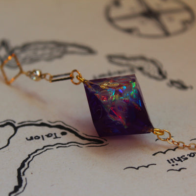 Funky Rainbow Purple Glasses Chain with Dice