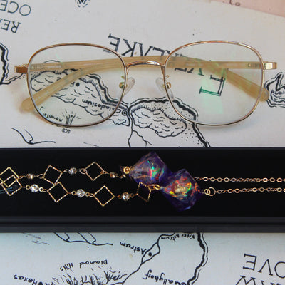 Funky Rainbow Purple Glasses Chain with Dice