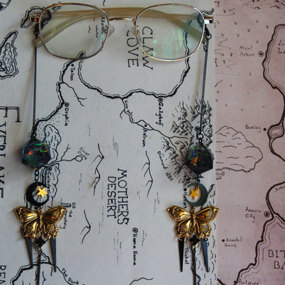 Butterflies on the Moon Glasses Chain with Dice