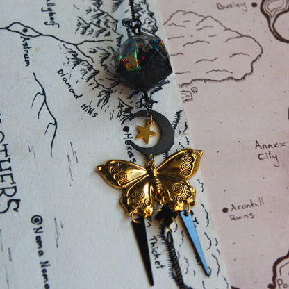 Butterflies on the Moon Glasses Chain with Dice